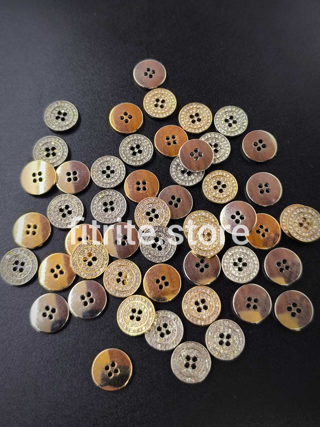 Glossy Metal 4-Hole Buttons – B35